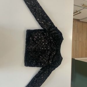 Black velvet mermaid sequin top